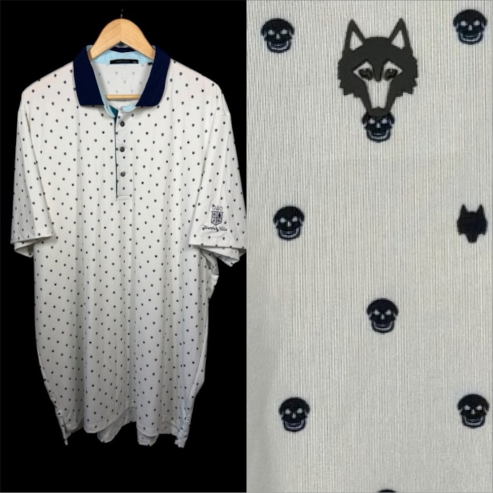 Greyson Voodoo Golf Performance Polo XXL Wolf Skull AOP Embroidered Logo